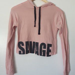 Fashion Nova SAVAGE Cropped Hoodie Light Weight S